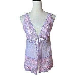 Attitudes by Andrea Piccardo Lilac Lace Lingerie‎ Babydoll Top Large | Coquette